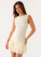 Manuka Ruffle Mini Dress - Yellow