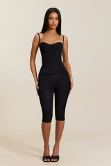 The Everly Lace Up Corset Top in Black