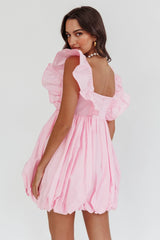 Horoscope Bubble Hem Mini Dress Blush