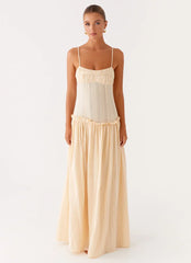 Jacinda Drop Waist Maxi Dress - Cream