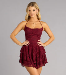 Flirt First Lace Tiered Skater Dress