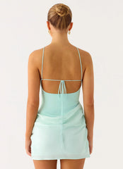 Keanu Cupro Mini Dress - Aqua