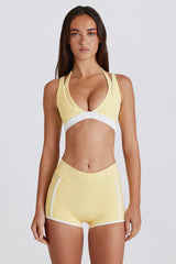 Soft Active Contrast Mini Shorts in Lemon