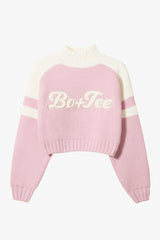 Knit Logo Cropped Jumper in Powder Pink