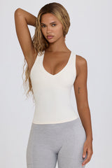 Soft Active V-Neck Tank Top in White