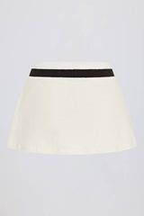 Terry Towelling Mid-Rise Skort in Ivory