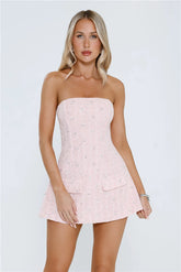 Rose Glow Strapless Mini Dress Pink
