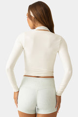 Soft Jersey Wrap Top in Vanilla