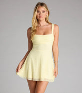 Ailani Lace-Up Beaded Skater Dress