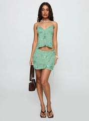 What A Coincidence Beaded Top Teal
