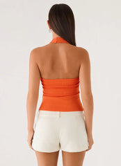Monay Beaded Halter Top - Orange
