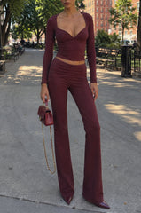 Modal Mid-Rise Trousers in Plum
