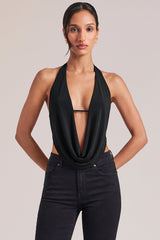 Draped Cowl Top in Black