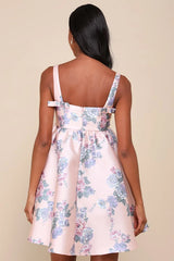 Unbelievably Lovely Pink Floral Babydoll Empire Waist Mini Dress