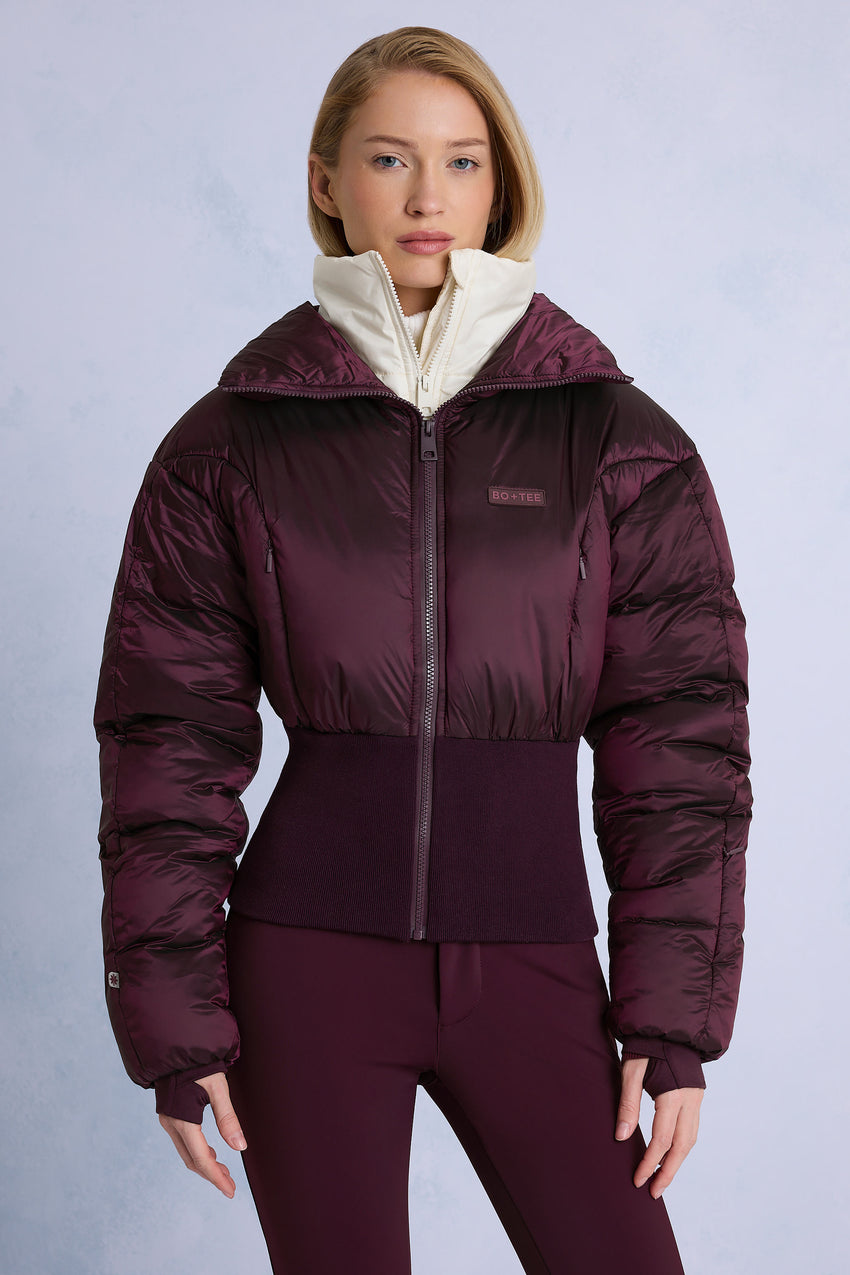 Waterproof Layered Ski Jacket in Burgundy