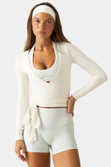Soft Jersey Wrap Top in Vanilla