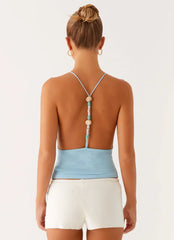 Ollie Knit Halter Top - Blue
