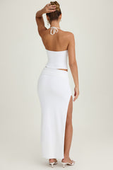 Ruched Maxi Skirt in White